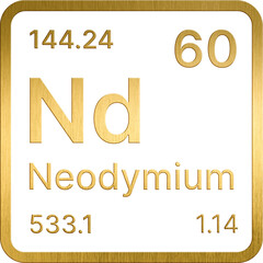 Golden 60. Neodymium (Nd) Periodic table of the chemical elements