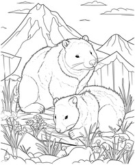 wombat coloring page for adults