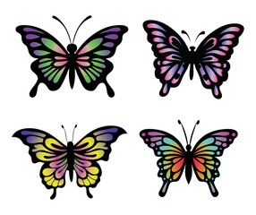 Obraz premium Collection of butterfly vector illustration. Set of butterfly files for cricut, sticker, or ornament.