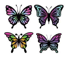 Collection of butterfly vector illustration. Set of butterfly files for cricut, sticker, or ornament.