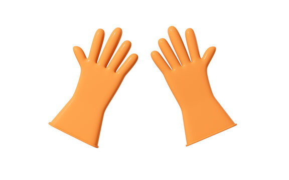 Cartoon rubber gloves, 3d rendering.