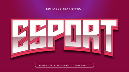 Editable text effect. White esport text on gradient red background. © GarlicDesign