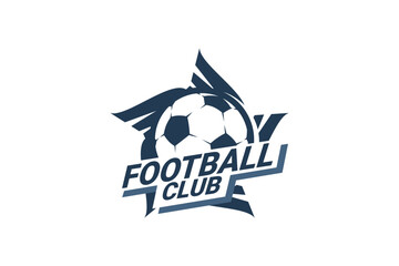 Obraz premium Soccer Logo or football club sign Badge. Football logo with shield background vector design. Vector illustration. 