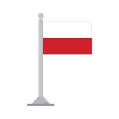 Flag of Poland on flagpole isolated