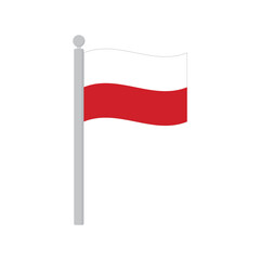 Flag of Poland on flagpole isolated
