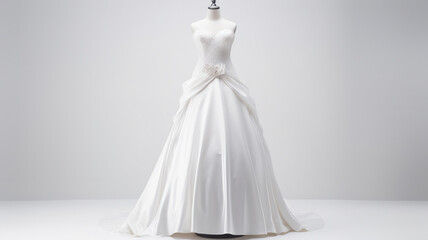 White wedding dress on a mannequin doll, AI Generative.