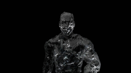 Fototapeta na wymiar ice man, abstract silhouette, 3d render