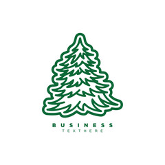 Outline pine tree vector art isolated on white background