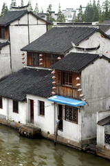 Fototapeta na wymiar Zhujiajiao Ancient Town, Qingpu, Shanghai, China Ancient architecture, Chinese historical and cultural town, the most beautiful characteristic town, a famous tourist destination. 