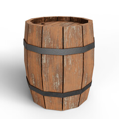 Wooden Cask Barrel. 3D Illustration. File with Clipping Path.