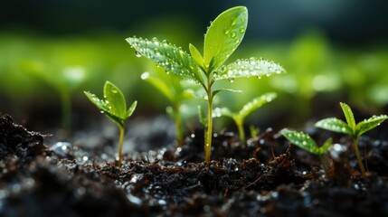 Vintage Seedling Growing On Ground Rain , Wallpaper Pictures, Background Hd