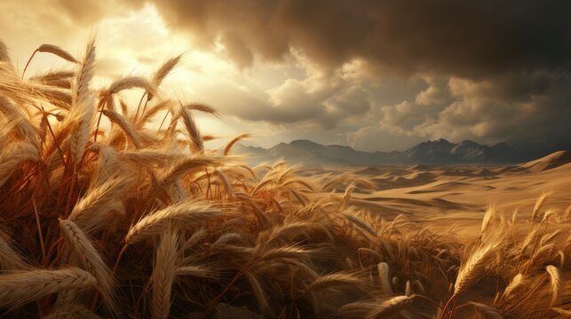 Wheat Field During Sunny Stormy Weather , Wallpaper Pictures, Background Hd