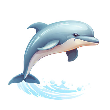 Cute dolphin jumping, isolated on transparent background, PNG, 300 DPI