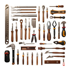 Hand tools, isolated on transparent background, PNG, 300 DPI