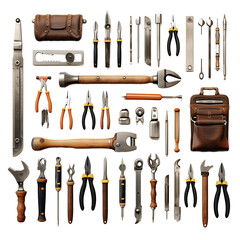 Hand tools, isolated on transparent background, PNG, 300 DPI