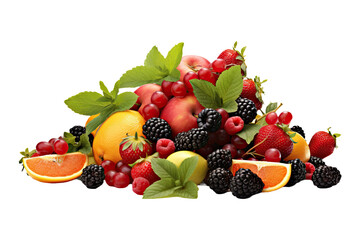 Fruit mix over white background