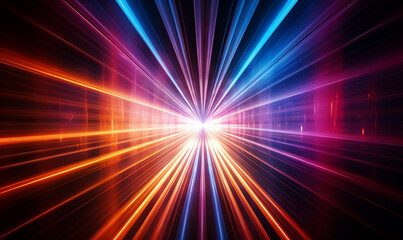 3d render technology abstract colorful high-speed light trails background, High quality photo