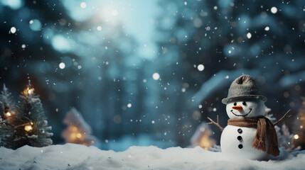 Happy Snowman in a Festive Christmas Generative AI