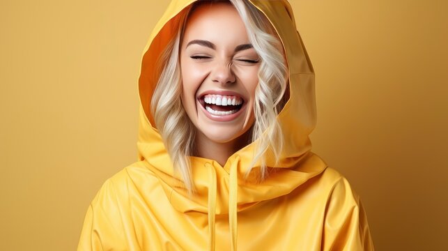 Laughing Woman Umbrella Checking Rain , Wallpaper Pictures, Background Hd