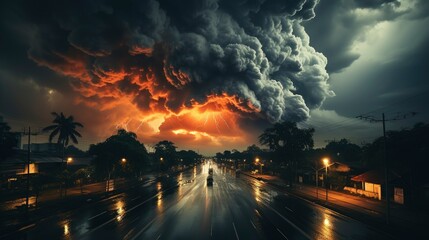 Modern City District Under Dramatic Stormy , Wallpaper Pictures, Background Hd