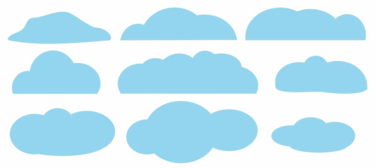 A set of cartoon clouds. Flat style design. Isolated on a white background.