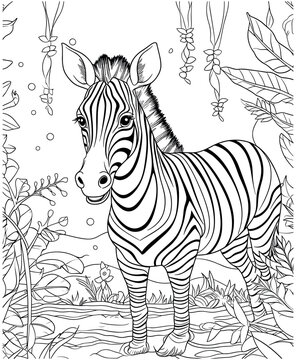 Zebra Jungle Coloring Pages For Adults