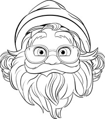 Obraz premium Isolated Elderly Grandfather Cartoon Face Outline for Colouring Pages