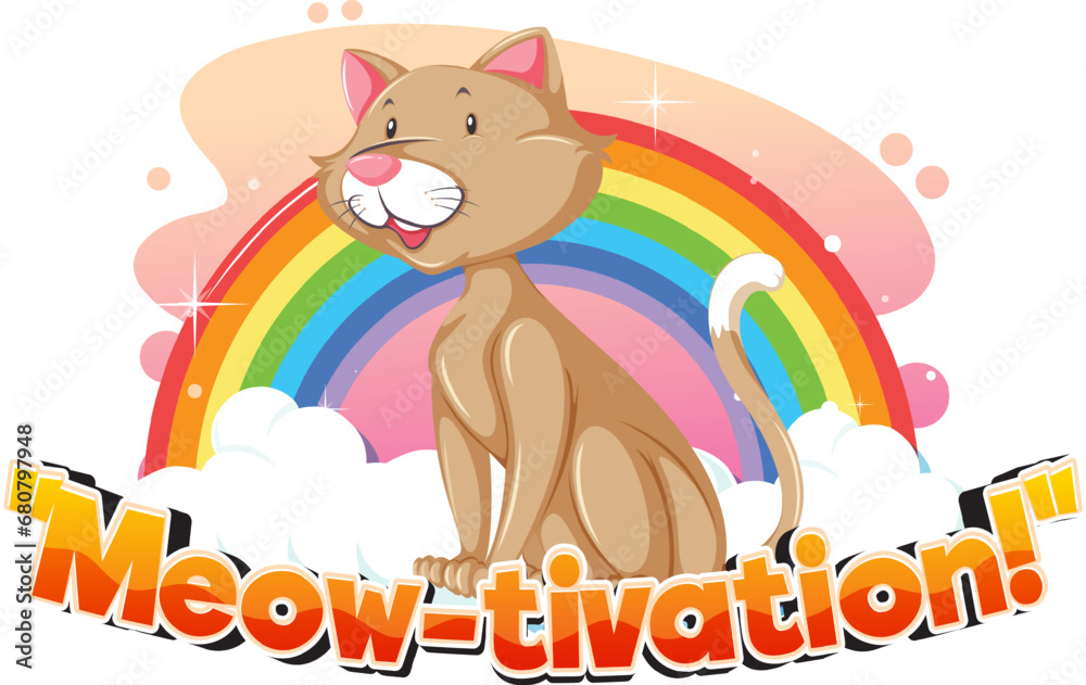 Sticker Meow-tivation: A Funny Cartoon Picture of a Cute Animal