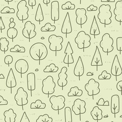 hand drawn doodle forest tree background vector