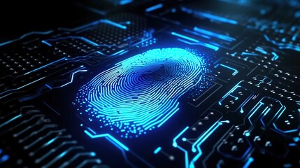 digital fingerprint system on motherboard backgrounds, digital security and access concepts