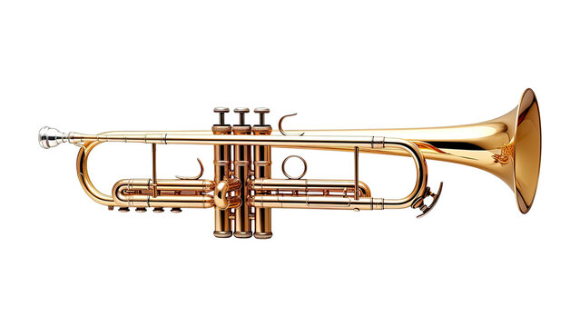 Isolated polished brass trumpet