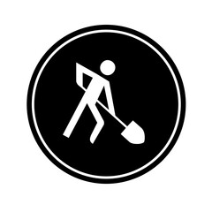 silhouette illustration of worker icon, digging icon using shovel