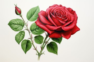 Photo-realistic rose in crimson red and emerald green
