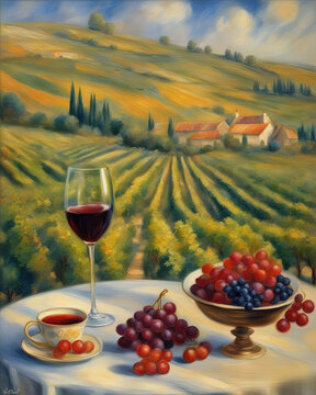 Winery, wine and grape tasting