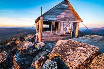 Alpenglow On Old Fire Lookout - Powered by Adobe
