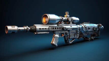 Modern and powerful sniper rifle with a telescopic sight mounted on a bipod.