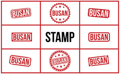 Busan stamp red rubber stamp on white background. Busan stamp sign. Busan stamp.