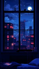 city ​​night view pixel art, Generative AI