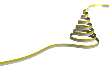 Digital png illustration of spiral tree of yellow and white ribbon on transparent background