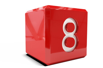 Digital png illustration of brick with number 8 on transparent background