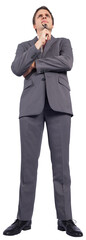 Digital png photo of caucasian businessman thinking on transparent background