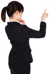 Digital png photo of asian businesswoman thinking on transparent background