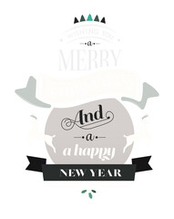 Digital png illustration of merry christmas and happy new year text on transparent background