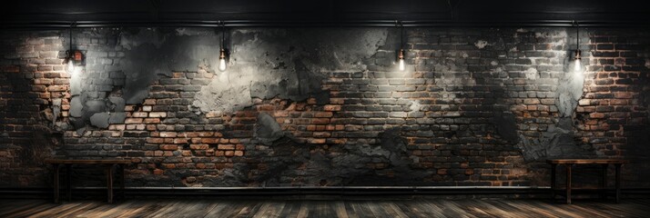 Black Brick Wall Texture Surface Background , Banner Image For Website, Background abstract , Desktop Wallpaper