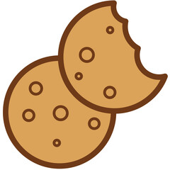 Digital png illustration of two beige cookies with copy space on transparent background