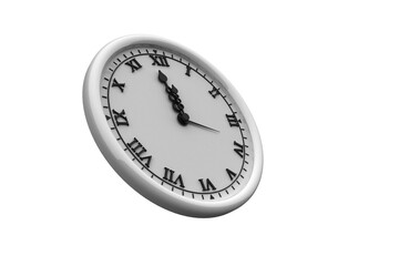 Digital png illustration of white clock with black hands on transparent background