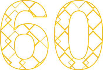 Digital png illustration of sixty birthday candle outline on transparent background