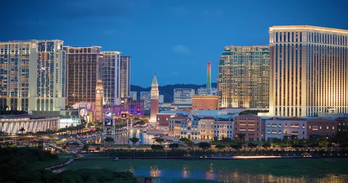 Macau city downtown in Taipa at night