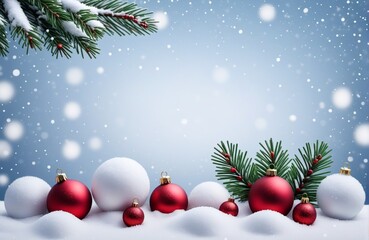 Fototapeta na wymiar Merry Christmas snow with fir branches