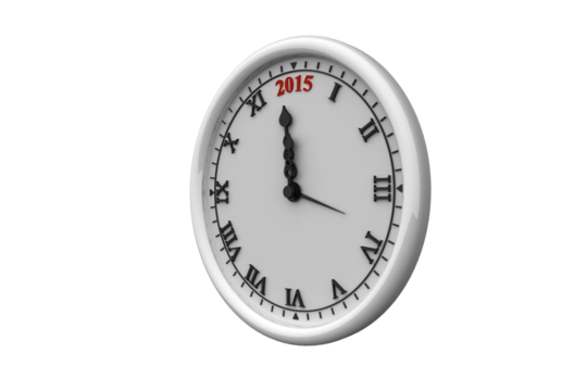 Digital png illustration of clock with year 2015 on transparent background - Powered by Adobe